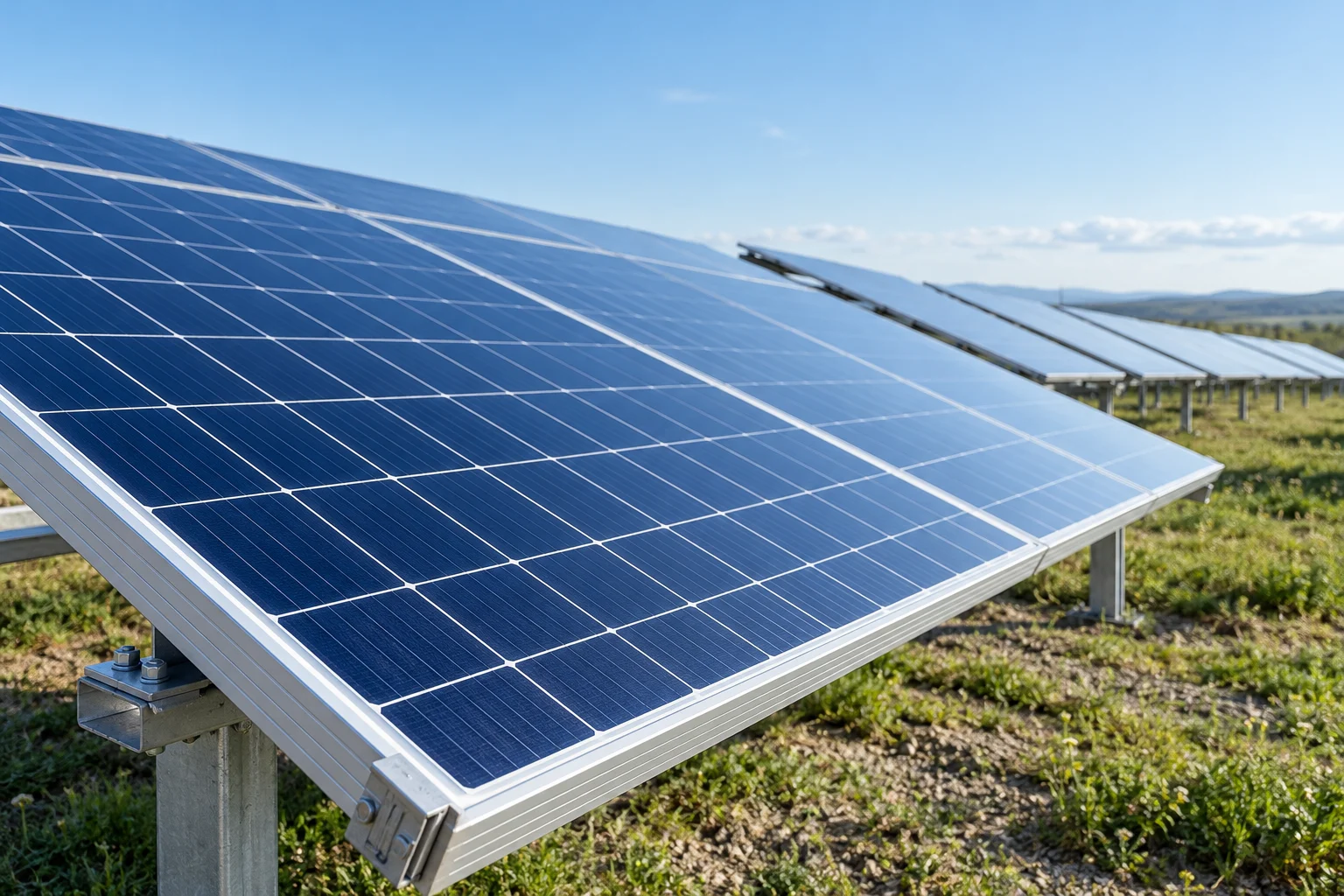 Ilustración conceptual de equipos de generación solar y energía
